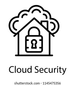 House building having a lock inside and cloud on background giving meaning to cloud computing security 