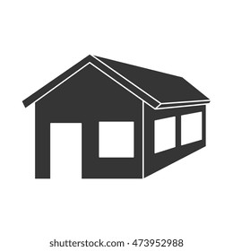 house building home property residential exterior silhouette vector illustration