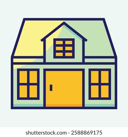 House Building Icon Design in Color Style