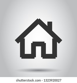 House building icon in flat style. Home apartment vector illustration on white background. House dwelling business concept.