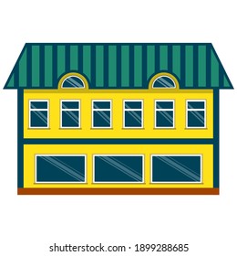 House building icon, flat vector illustration isolated on white background. Building exterior, architecture facade.