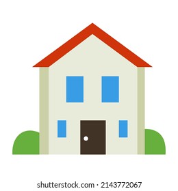 House building icon flat vector emoji isolated on white background