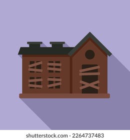 House building icon flat vector. Spooky night. Fear party