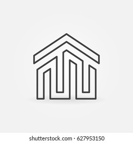 House building icon or logo. Vector simple linear property and real estate symbol or design element