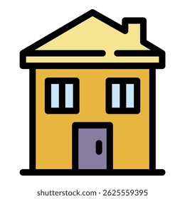 House building icon. Outline house building vector icon color flat isolated