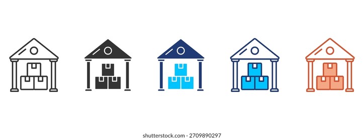 House Building Ícone Definir Coleção de Estilos Múltiplos