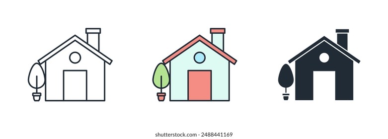 House building Icon symbol vector illustration isolated on white background