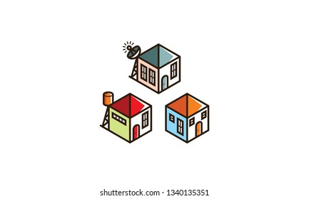 house building icon vector logo