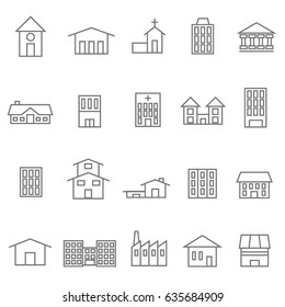house and building icons set 