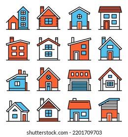 House Building Icons Set on White Background. Vector illustration