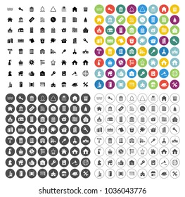 House building icons set - vector architecture and residential real estate sign & symbols