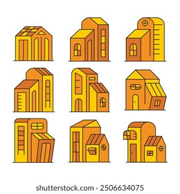 house building icons set vector illustration