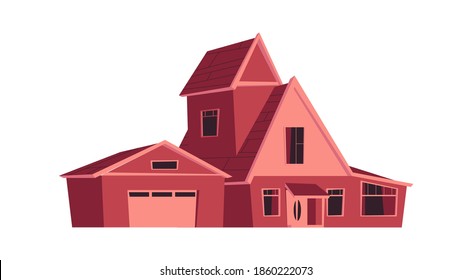 Edificio de la casa aislado, ilustración vectorial de dibujos animados