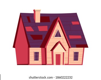 Edificio de la casa aislado, ilustración vectorial de dibujos animados