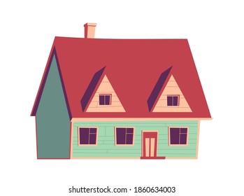 Edificio de la casa aislado, ilustración vectorial de dibujos animados