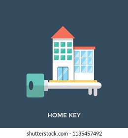 
House building with key symbolising down payment 
