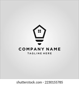 house building with lamp logo element. energy house design vector