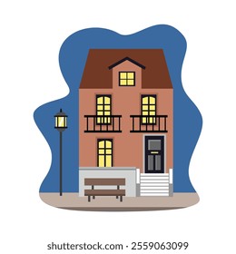 House building. House lamp. Lamp park. Amsterdam house. European house. Apartment building. Art deco.