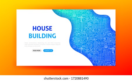 Página de Aterrizaje de Edificio de Casa. Ilustración vectorial del diseño de esquema.