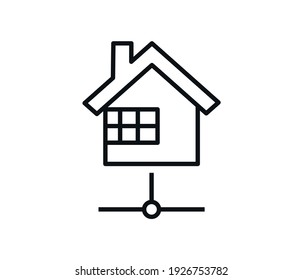 House building line icon. Editable contour. Pixel is perfect. For Mobile and Web.
