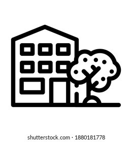 house building line icon vector. house building sign. isolated contour symbol black illustration