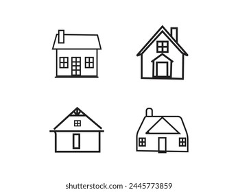 House and building line icons set isolated on a white background.House icons sing.