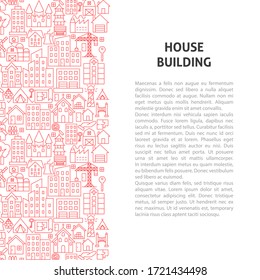 House Building Line Pattern Concept. Vector Illustration of Outline Design.