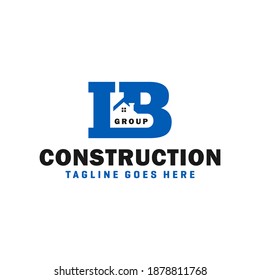 house building logo design with the letter IB