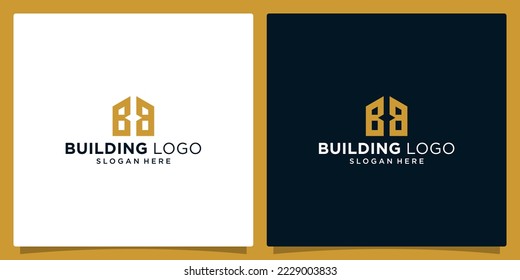 House building logo design template with initial letter BB logo graphic design vector illustration. Symbol, icon, creative.