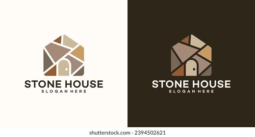 House building logo design template with stone design graphic vector. Symbol, icon, creative. svg