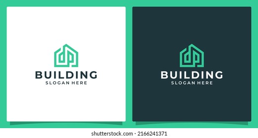 Logo del edificio de la casa con letra inicial d y b. Diseño gráfico de ilustración vectorial en estilo de arte de línea. Es bueno para la marca, la publicidad, los bienes raíces, la construcción, la construcción y el hogar.