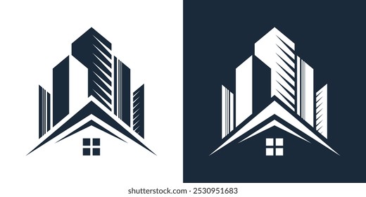  house and building logo vector abstract line art

