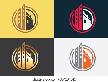 House building luxury emblem flat logo vector 