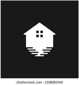 House Building Ocean Water Wave, Simple Logo Design Inspiration 
