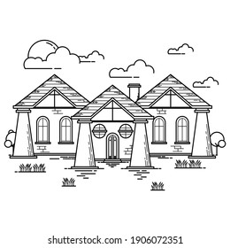 House Building Outline Design for Drawing Book Style three