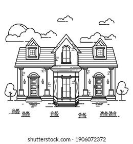 House Building Outline Design for Drawing Book Style two