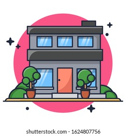 House Building Premium Vector Illustration