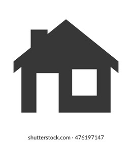 house building real estate property exterior view silhouette vector illustration