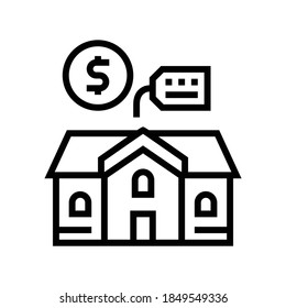 house building rental line icon vector. house building rental sign. isolated contour symbol black illustration