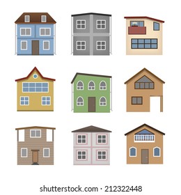 House and building set. Colorful home icon collection.