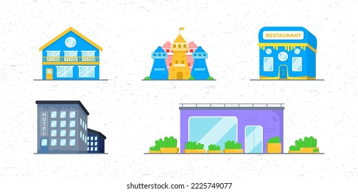 House building set isolated. Collection of premium architectural vector cartoon illustration. Suitable for landing pages, backgrounds, posters and design resources.