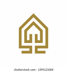 House Building Shape Architecture Business Company Vector Logo Design