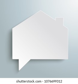 House Building Shape Speech Bubble On The Gray Background. Eps 10 Vector File.