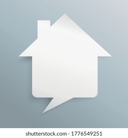 House building shape speech bubble infographic design on blue grey background. Vector illustration. Eps 10 vector file.