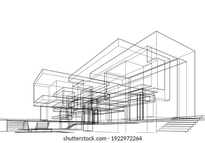 house building sketch architectural 3d illustration