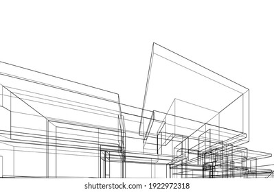 house building sketch architectural 3d illustration