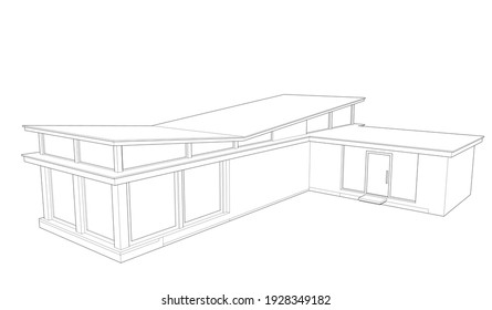 house building sketch architectural 3d illustration