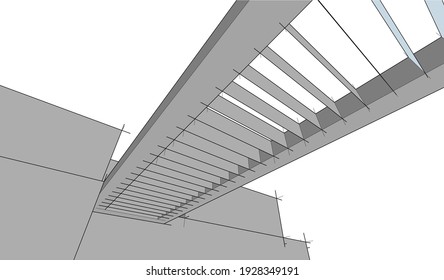 house building sketch architectural 3d illustration