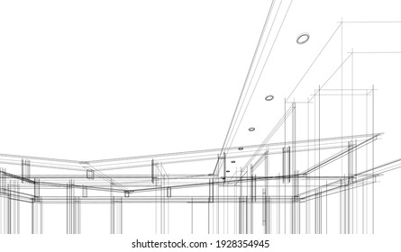 house building sketch architectural 3d illustration