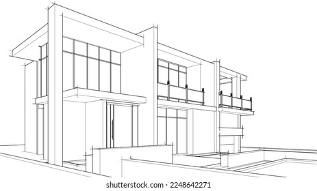 house building sketch architectural 3d illustration